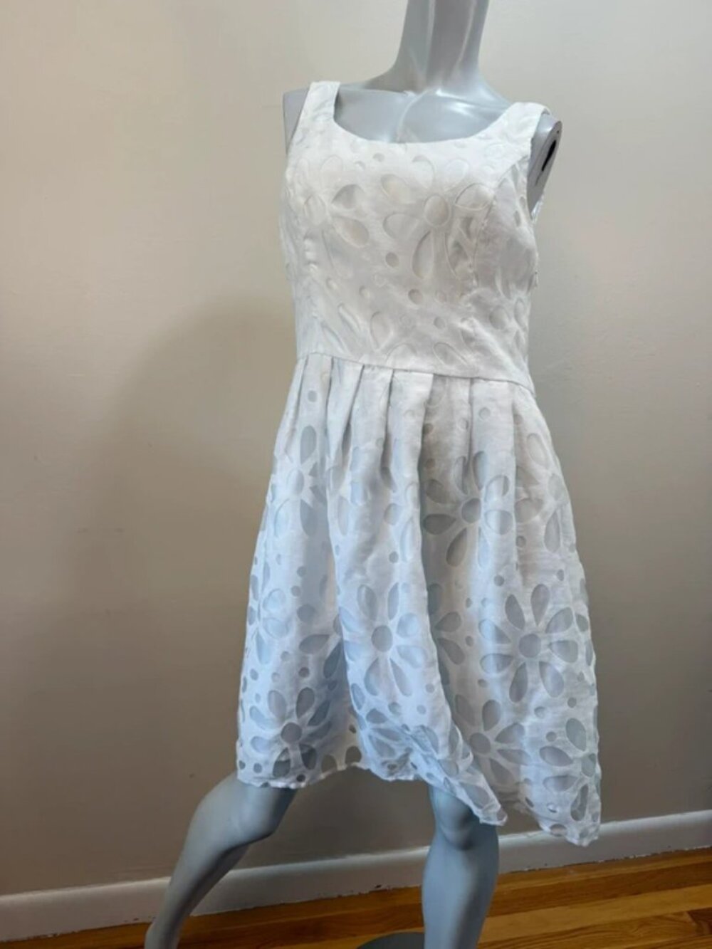 Romantic Floral Eyelet Cutout Feminine Fit & Flare Dress